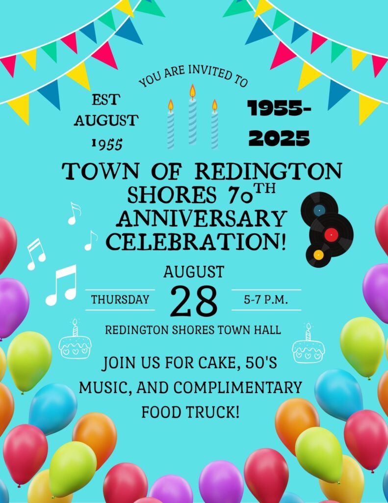 Redington Shores 70th Anniversary Celebration Flyer